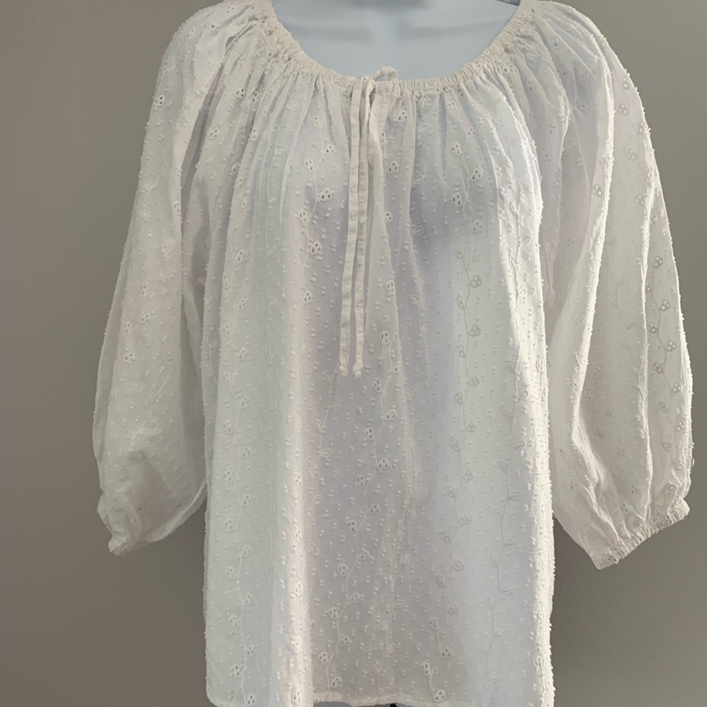 NWT Joie White Tie Front Blouse with Relaxed Fit - Picture 15 of 15